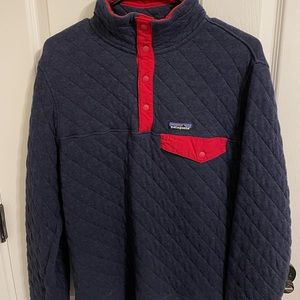 Men's Small Navy/Red Organic Cotton Quilt Snap-T Pullover